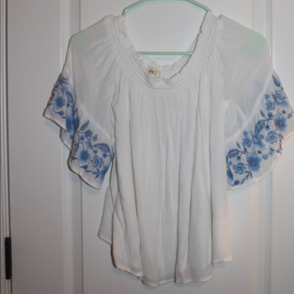 Off the Shoulder Embroidered Long Sleeve